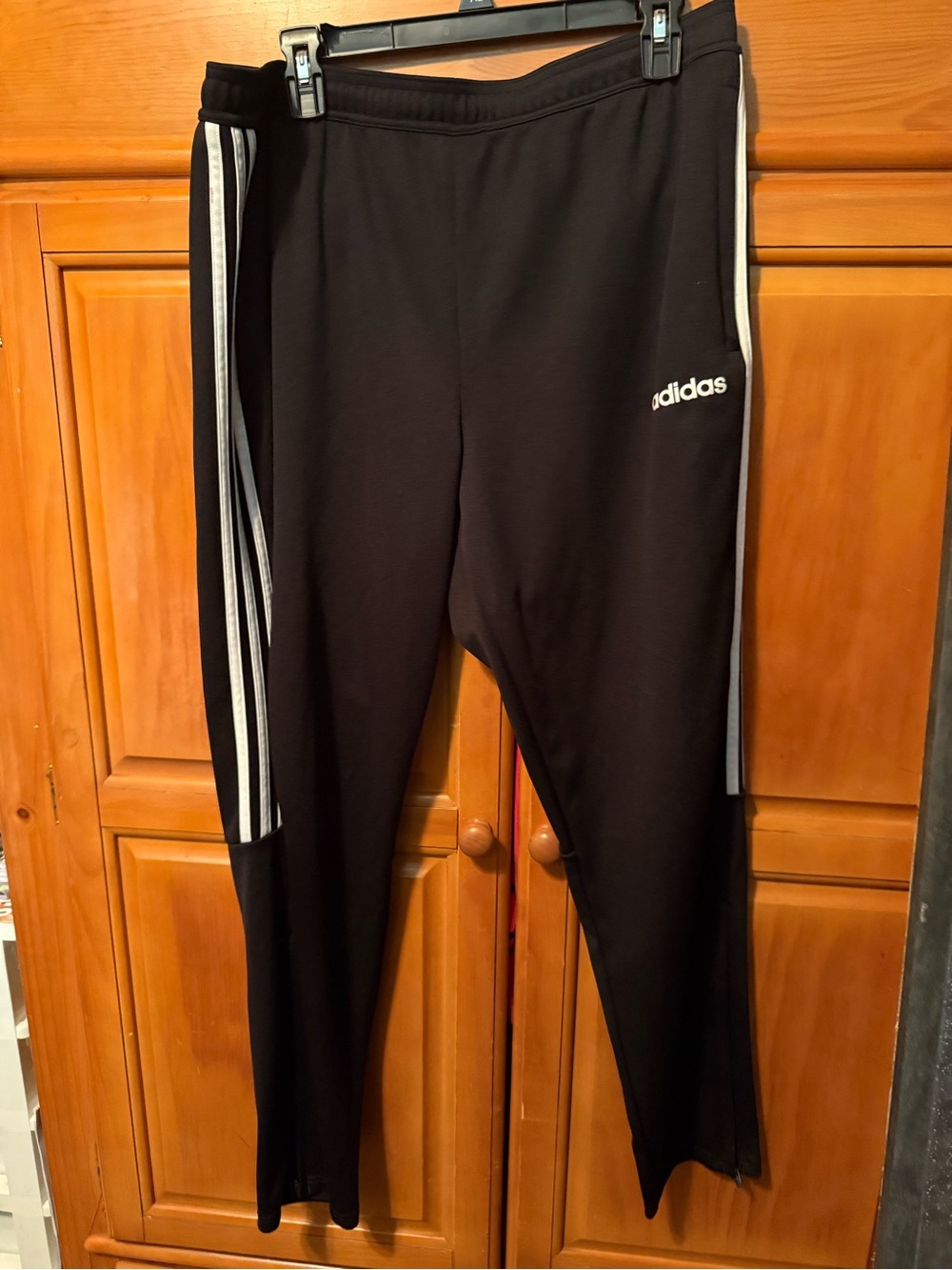 adidas Black Jogger Pants with White Side Stripes